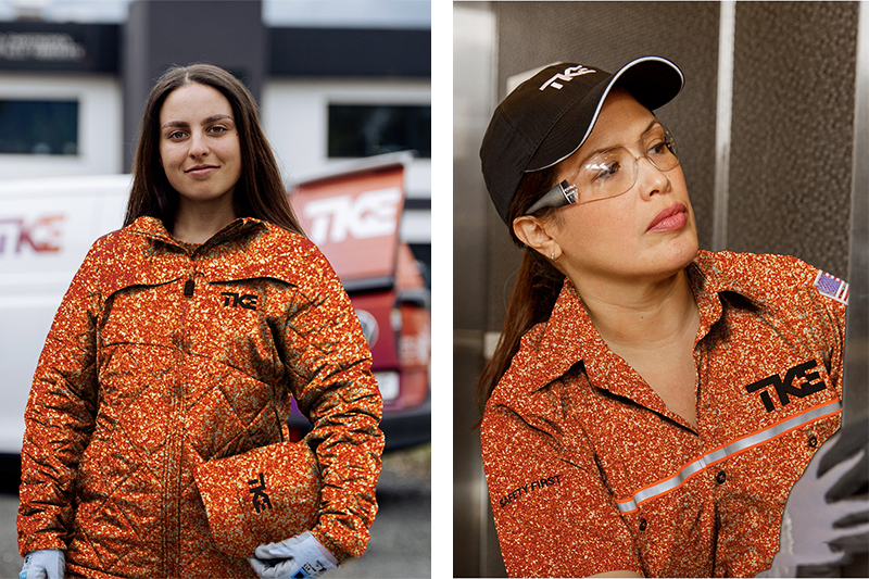 his workwear for ThyssenKrupp Elevator is so trend